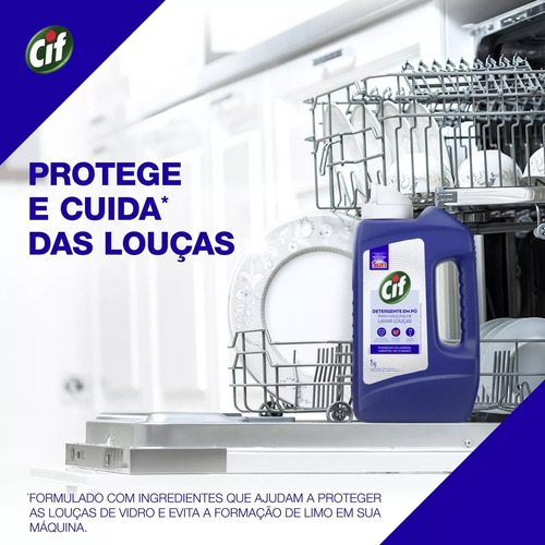 Cif Detergente Em Pó Sabão Maquina Lava Louças 1kg