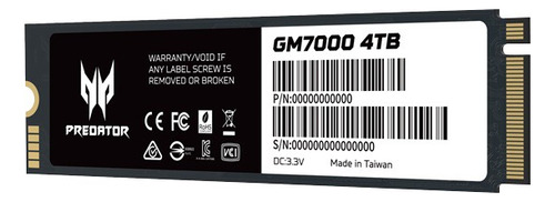 Ssd Acer Predator Gm-7000, Nvme, 4tb, Pci Express 4.0, M.2