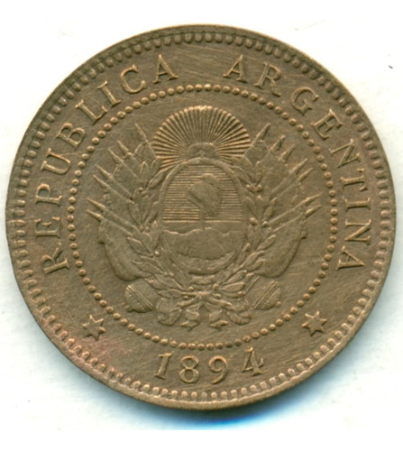 Argentina Moneda De Cobre Un Centavo 1894 Exc Limpiada