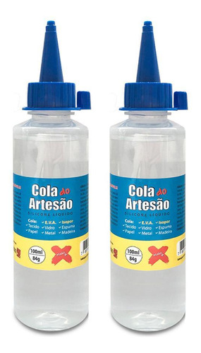 2 Cola De Silicone Líquida Artesanato Eva Isopor Couro 100ml