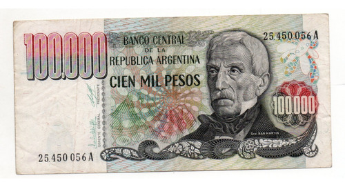 Billete Argentina 100000 Pesos Ley Bottero 2502 B+