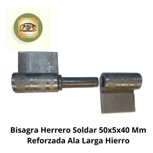 Imagen 2 de 10 de Bisagra Herrero Soldar 50x5x40 Mm Reforzada Ala Larga Hierro
