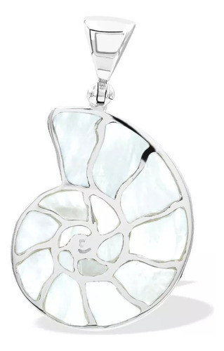 Dije Nautilus Con Incrustaciones De Nácar En Plata De Ley Color Blanco