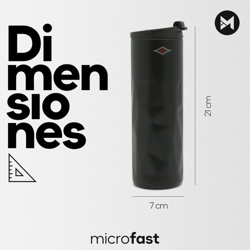 Imagen 6 de 7 de Vaso Térmico Acero Inox Frío Calor Tapa Diseño Minimal 500ml
