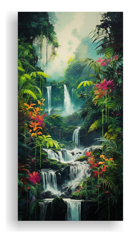 40x20cm Cuadro Decorativo Naturaleza: Cascadas En Paraíso A