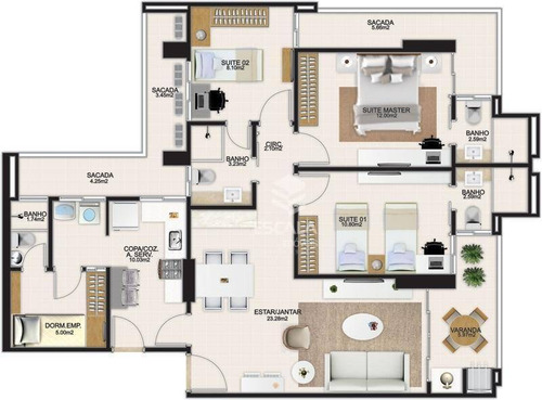 Imagem 23 de 30 de Apartamento Com 3 Quartos À Venda, 112 M², Área De Lazer, 3 Vagas, Financia - Meireles - Fortaleza/ce - Ap1575