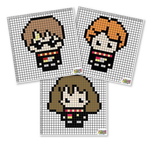 Kit Pixel Art Patrones Impresos 5mm Midi Con Accesorios Color Harry Potter Diámetro 5 mm Largo 5 mm