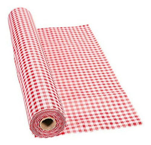 100  X 40  Color Rojo Mantel Gingham Roll  partido Vajilla 