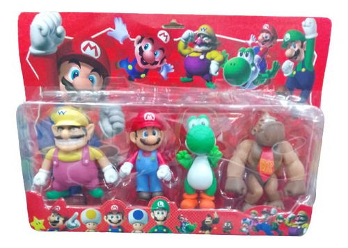 Set De 4 Figuras De Súper Mario Bros Coleccionables De 12cm
