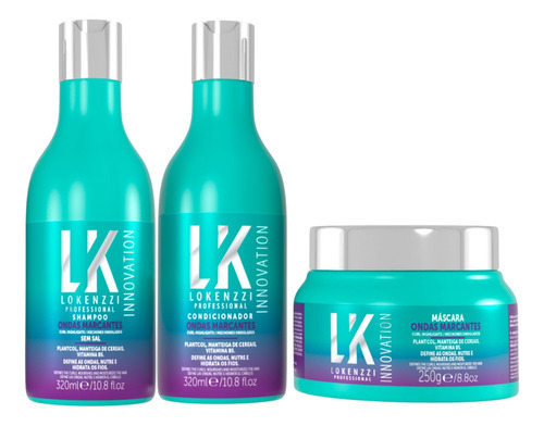 Kit Lokenzzi Ondas Marcantes Shampoo Condicionador Mascara