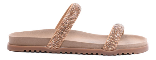 Sandália Feminina Papete Flatform Slide Birken Strass Brilho