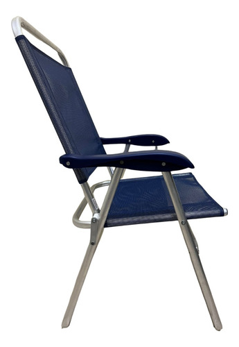 Cadeira De Praia Alta Sanete Encosto Alto Aluminio Ronchetti Cor Azul-escuro