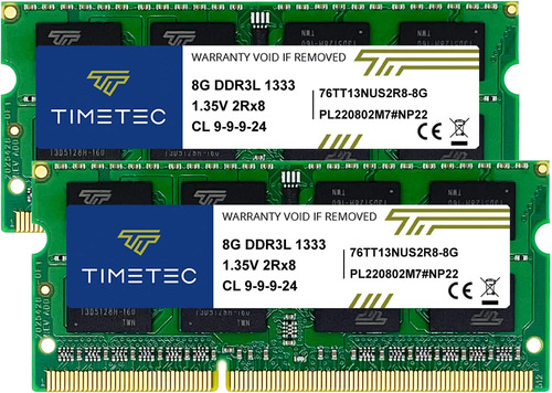 Timetec Kit 16 Gb (2 X 8 Gb) Ddr3 Ddr3l 1333 Mhz Pc Sin Ecc