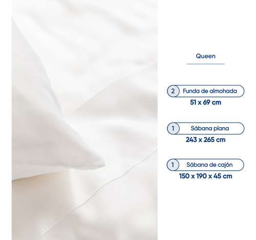 Juego De Sábanas Queen Size Loop, Suaves, 100% Bambú Color Blanco Diseño de la tela Liso