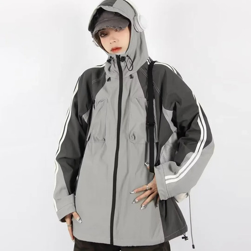 Chaqueta Cortavientos Con Capucha Y Bloques De Color Para Ho