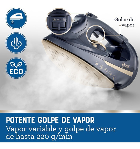 Plancha Vapor Inalámbrica Oster 2 En 1 Cerámica Gcstcc5000 Color Negro