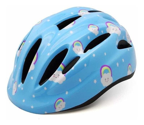 Casco Protector Niño Ajustable Azul Celeste Con Nubes