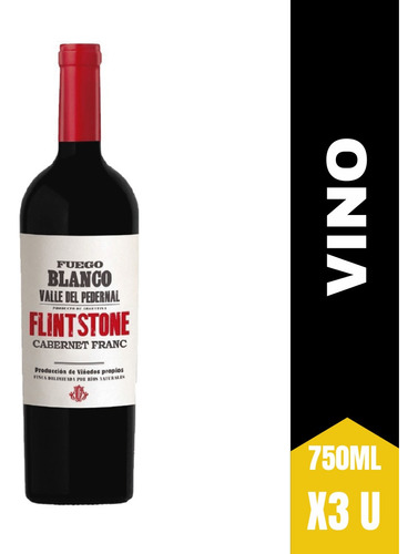 Vino F.b Flintstone Cabernet Franc 750ml X3 Zetta Bebidas