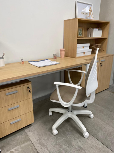 Imagen 7 de 8 de Silla Blanca Diva De Escritorio Ofice Neumática Tela Beige