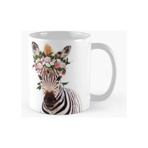 Taza Lámina Baby Zebra With Flower Crown, Baby Animals De Sy