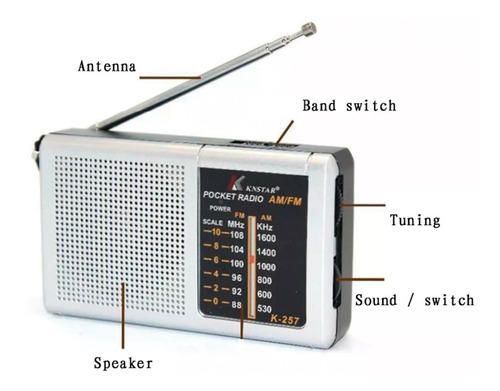 Radio Am/fm Portátil De Bolsillo A Pilas Knstar K255