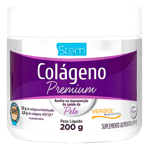 Colágeno Premium Em Pó 200g Stem Novalatina Pó Pêssego