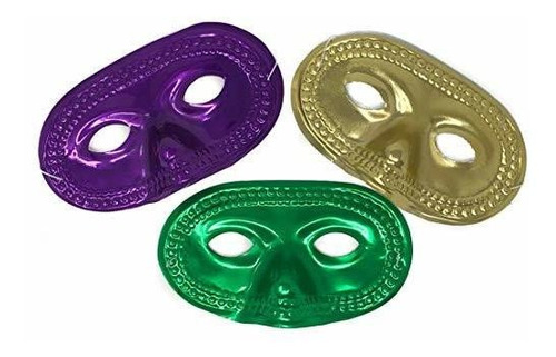 50 Piece Mardi Gras Masks - Metallic Masquerade Half Party M