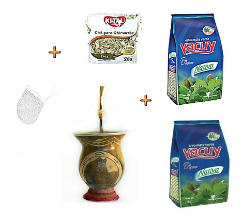 Imagem 1 de 2 de Cuia Porongo + Bomba + 1 Kg Erva Mate + Chá + Filtro