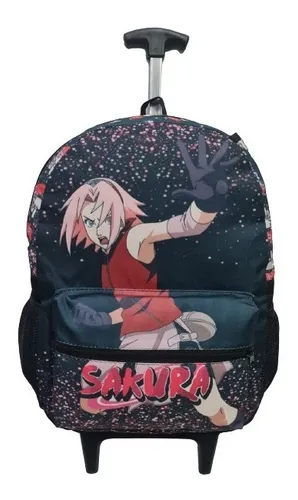 Mochila Sakura Naruto Infantil Juvenil Escolar De Rodinhas