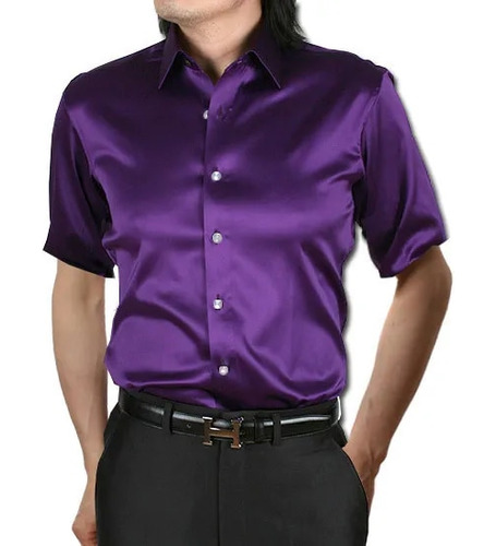 Camisa De Vestir De Satén De Seda Para Hombre, Cómoda Camisa