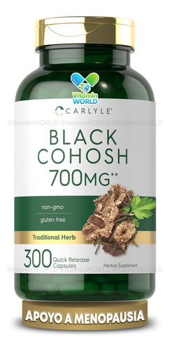 Carlyle Black Cohosh Negro Premium 700mg 300 Caps 