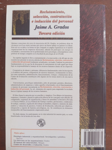 Reclutamiento Y Selección Del Personal - Jaime Grados (Usado)