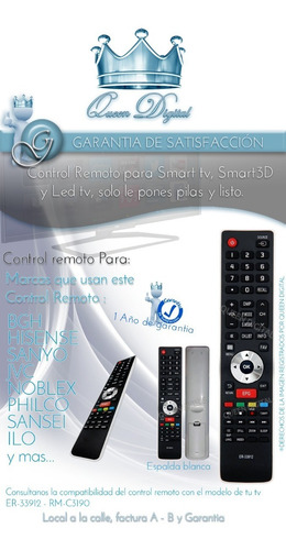 Imagen 2 de 8 de Control Remoto Rm-c3190 Para Noblex Jvc Sanyo Sansei Er33912