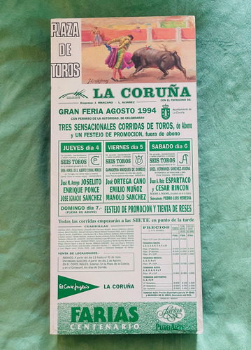 Cuadro De Cartel Taurino La Coruña 1994