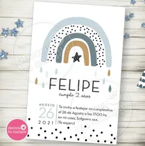 Comprar Invitacion Imprimible Arcoiris Nórdico Celeste