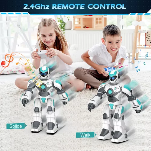 Robot de juguete RC para niños de 3, 4, 5 a 7 años, función de voz de  grabación mágica, juguete de robots de control remoto para niños y niñas,  música