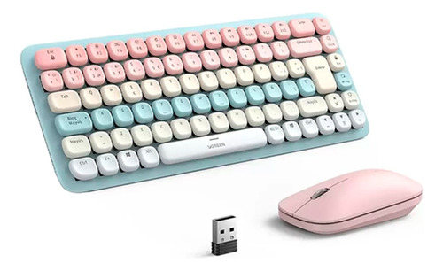 Kit Teclado Y Mouse Inalámbrico Ugreen Recargable Rosado