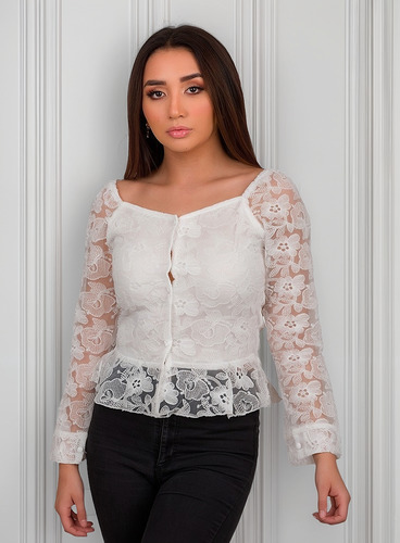 Blusa Moda Mujer De Encaje Corta Mjj4796