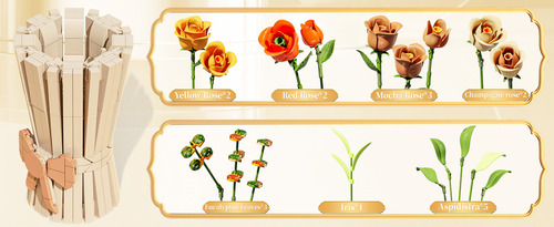 Bloques De Construcción Con Forma De Ramo De Rosas, Modelo E