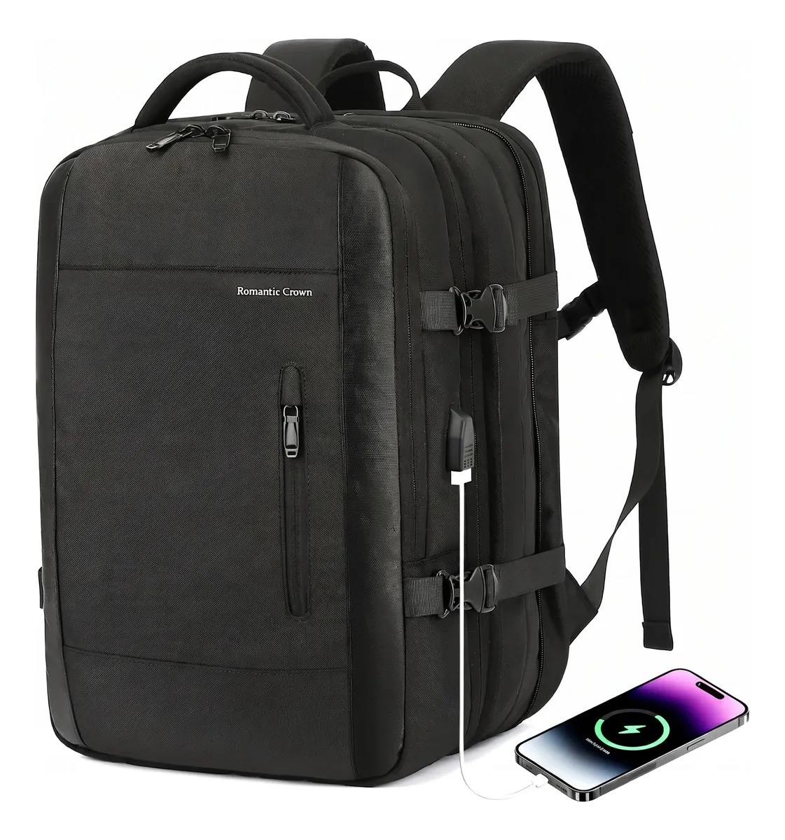 Mochila Passeio Romantic Crown de 42L Com Compartimento Para Notebook e Entrada USB, Impermeável