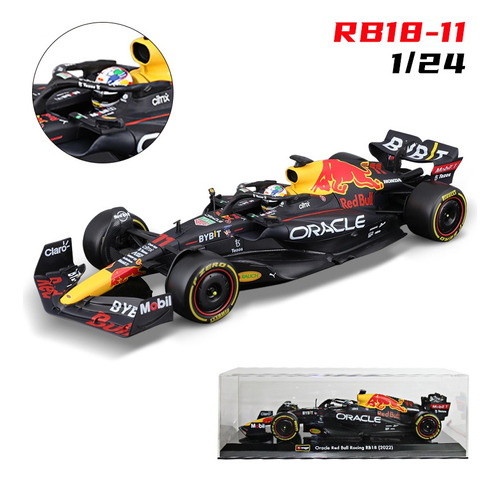 Burago 1:24 Red Bull F1 Racing Rb18 #11 Car Checo Pérez 2022 Color Negro