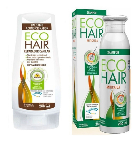 Eco Hair Shampoo + Acond Crecimento Anticaida Ecohair X200