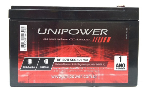 Bateria Unipower 12v 7ah Up12 Alarme Cerca Elétrica Nobreak