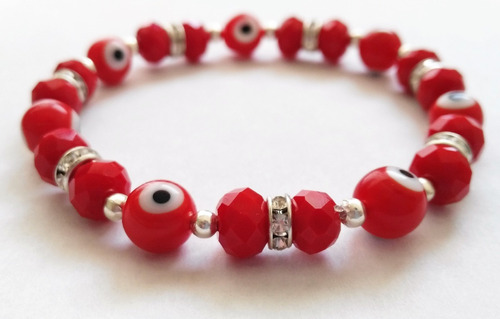 Pulsera Ojo Turco Roja En Cristal Contra Mal De Ojo Y Daños