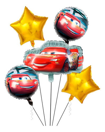 Kits 5pzs Globos Metalicos Cars Rayo Mcqueen Varios Modelos