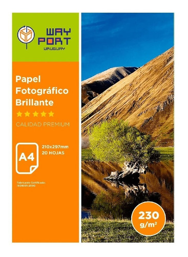 5 Paquetes Papel Foto 230g/m2 X20 Hojas A4 Glossy - Insumax