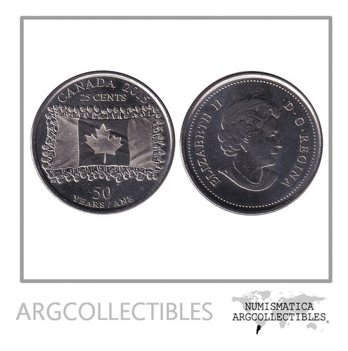 Canada Moneda 25 Centavos 2015 Acero 50 Aniv Km-1851.2 Unc