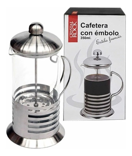 Cafetera Prensa Francesa Con Émbolo 350ml Vidrio Y Acero
