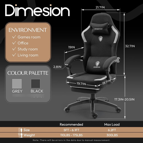 Dowinx Silla De Juegos De Tela Con Cojín De Resorte De