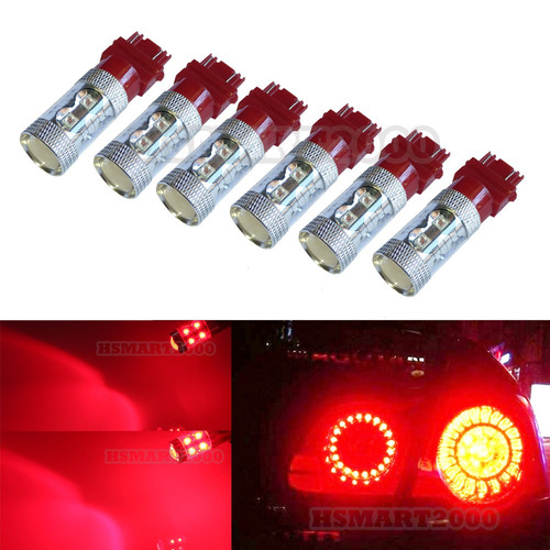 6pcs Rojo 3157 3156 3057 3056 4157 60w Led Bombillas Para Dr